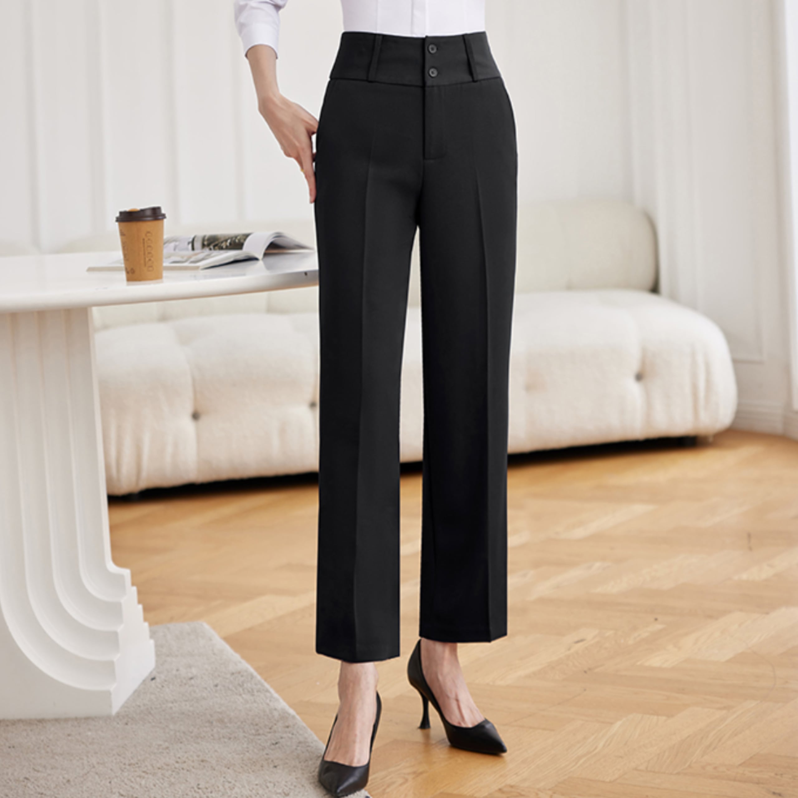 ストレートレッグハイウエストスーツパンツ(2color) A1128