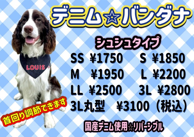 デニム⭐︎リバーシブルバンダナ（シュシュタイプ）