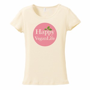 Happy Vegan Life Tシャツ　ナチュラル