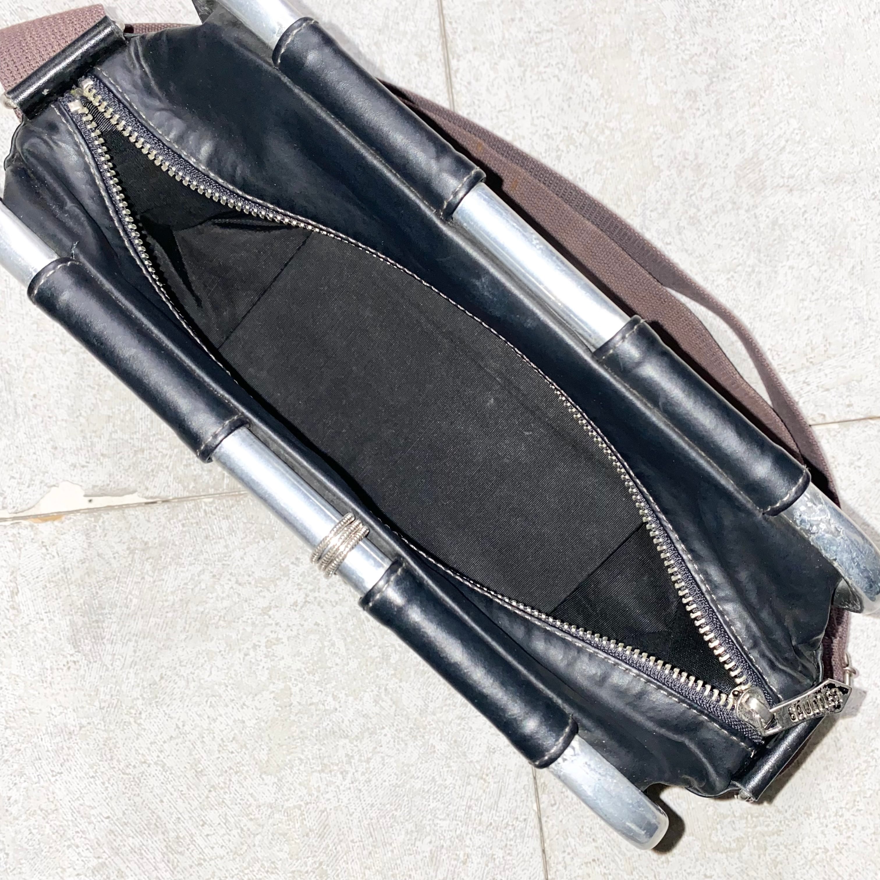 JEAN PAUL GAULTIER leather shoulder bag “pipe frame” | NOIR ONLINE
