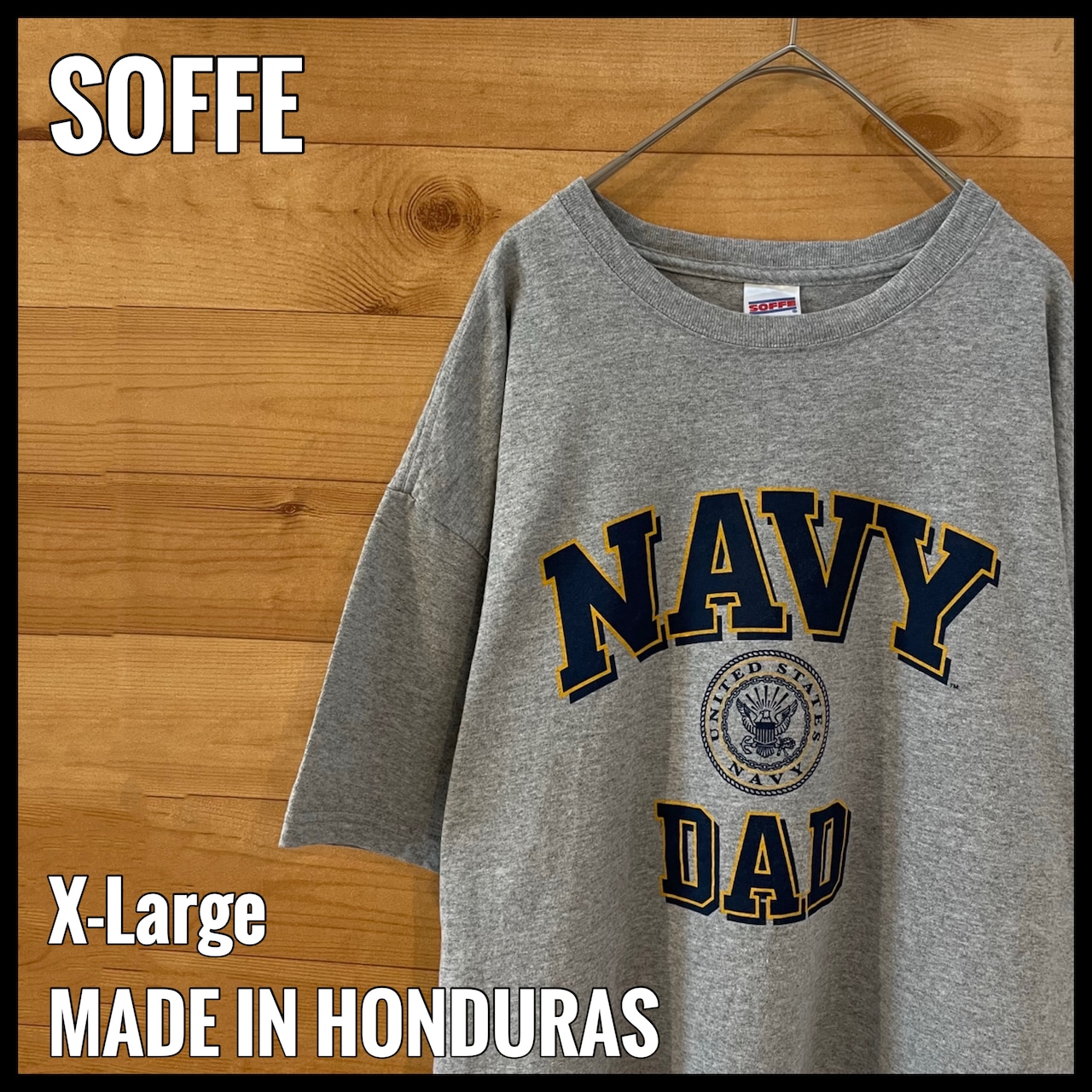 【SOFFE】NAVY DAD Tシャツ プリント ロゴ XL ビッグサイズ us古着