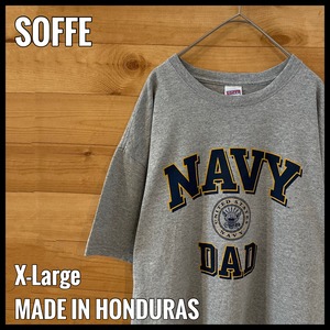 【SOFFE】NAVY DAD Tシャツ プリント ロゴ XL ビッグサイズ us古着