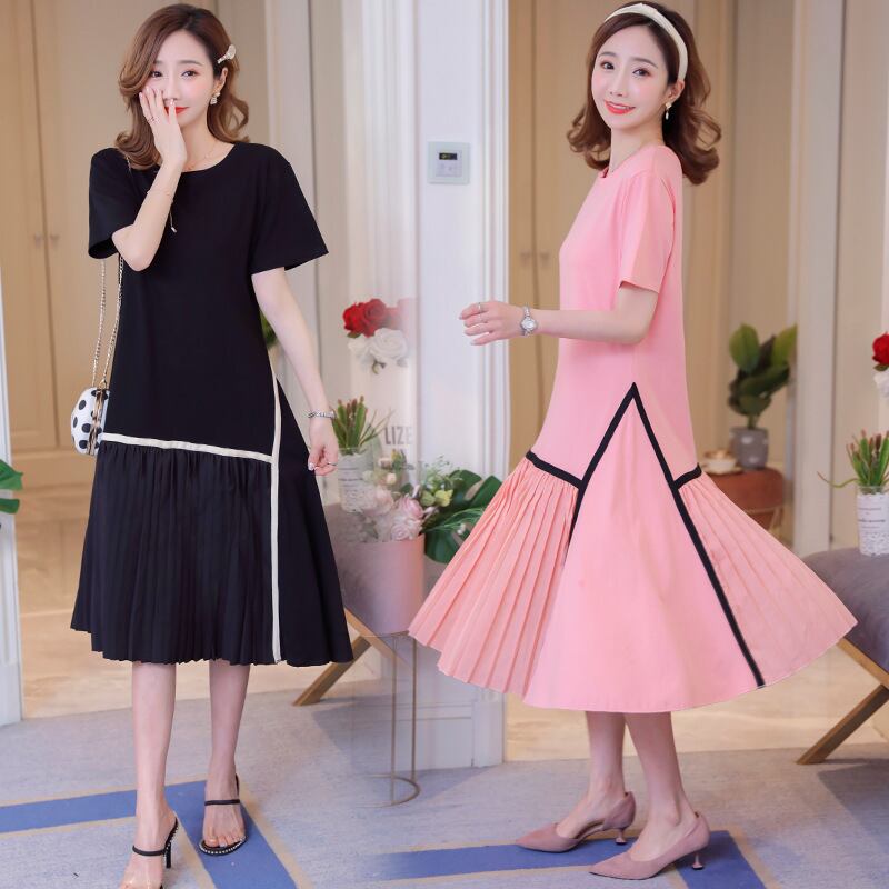 【新作】【送料無料】 マタニティドレス2019夏バージョンの新しいマタニティドレスファッションプリーツステッチルーズプラスサイズのマタニティドレス-アリババ 大きめサイズ サマー 夏物 expec253328406600