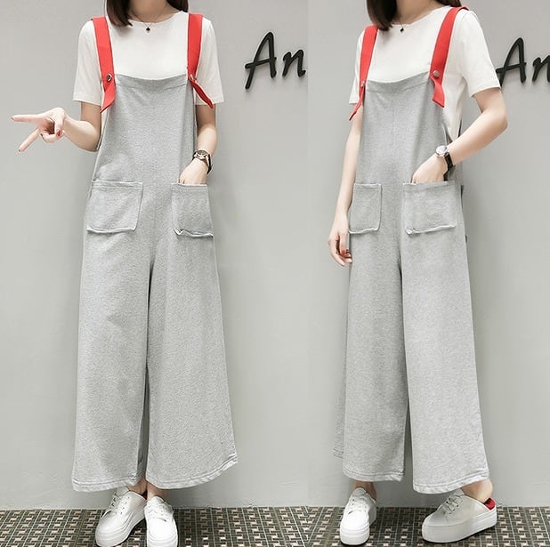 大きいサイズ レディース トップス&サロペットパンツ 2点セット 
