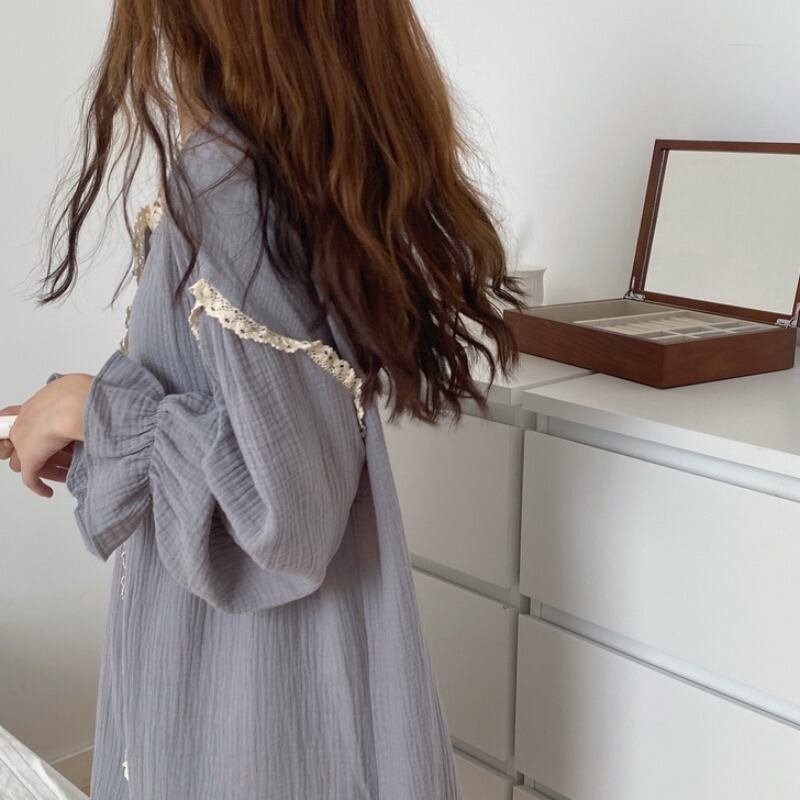 スプリングオータムレースレディース ロング コットン 春物 秋物 ピュア 萌量不足88911386169