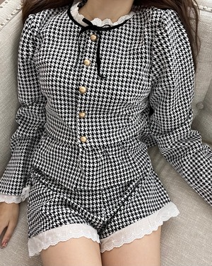 【more than cutie pie】houndstooth peplum setup　(LAST2)