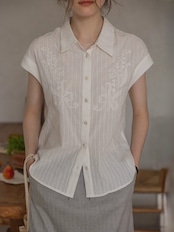 Muguet Embroidered French Sleeve Blouse F0733