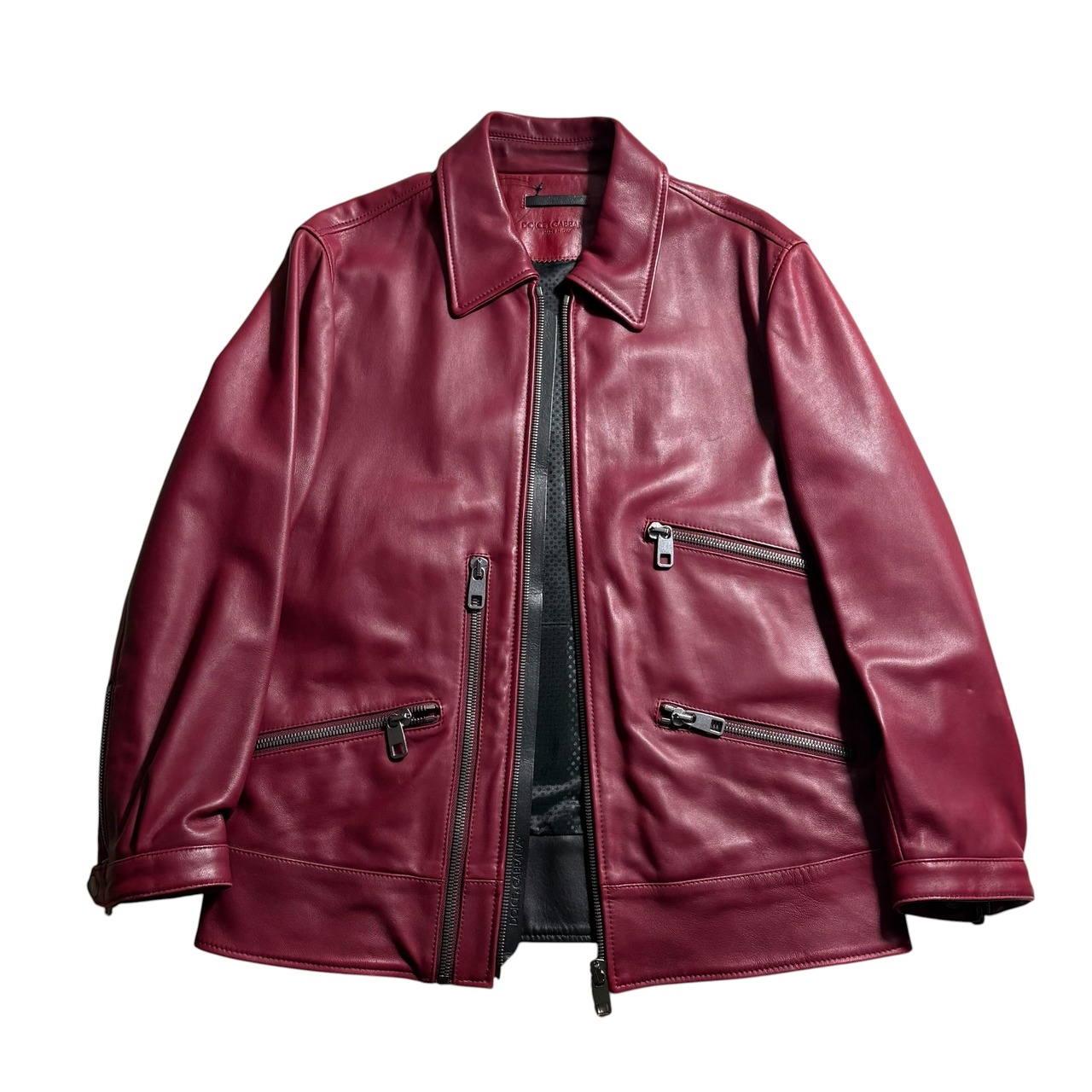 DOLCE&GABBANA blood red leather riders jacket