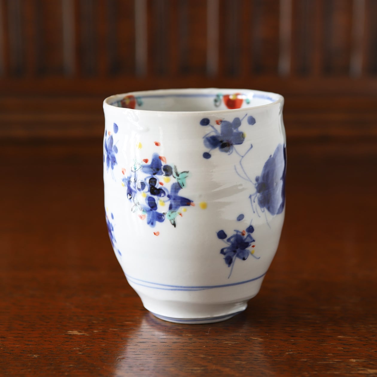 陶芸家　作家物　松尾貞一郎　貞土窯　染付　徳利　李朝　写　面取　秋草　共箱 陶芸家 作家物 松尾貞一郎 貞土窯 染付 徳利 花文様 面取 李