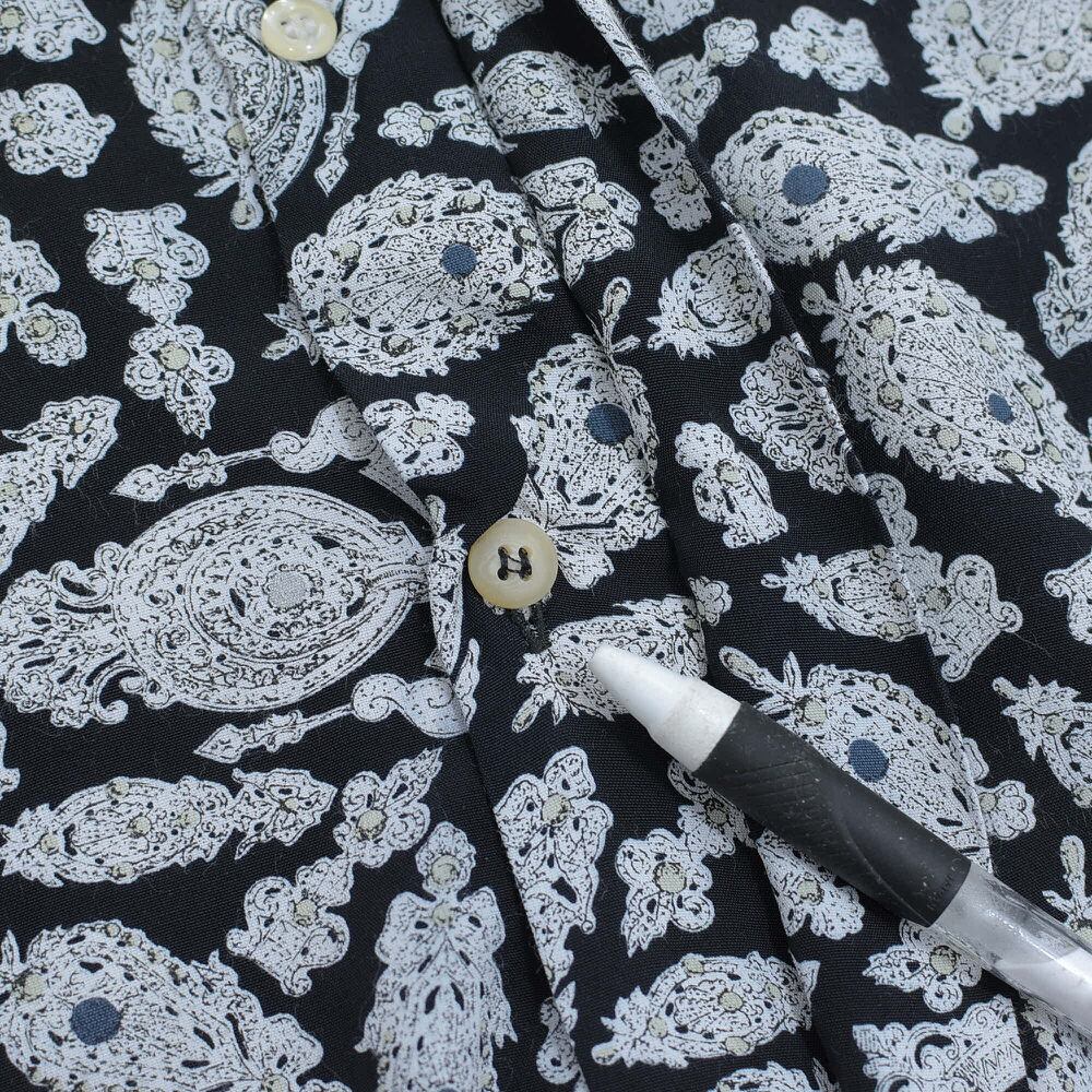 古着 ビンテージ 80s イタリア Italy 高級レーヨン 長袖 シャツ 美品  