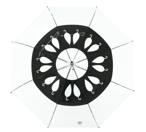 クリスタルハンドルシリーズ ビニール傘 天井におしゃれなロゴ印刷（黒）