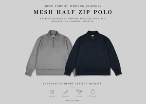 【KV-623】Premium Air Mesh Half-Zip Polo