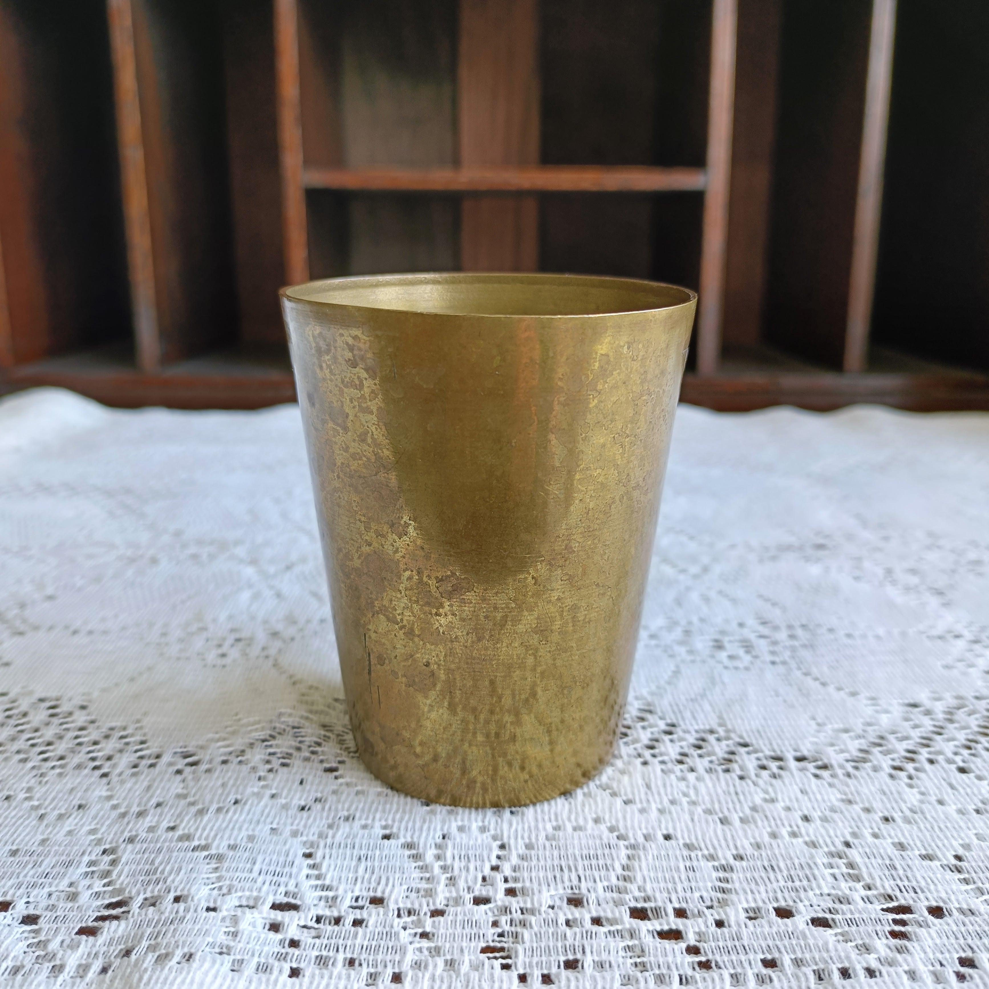 コップ カップ ブラス 真鍮 ハート＆薔薇モチーフ 容器 アンティーク