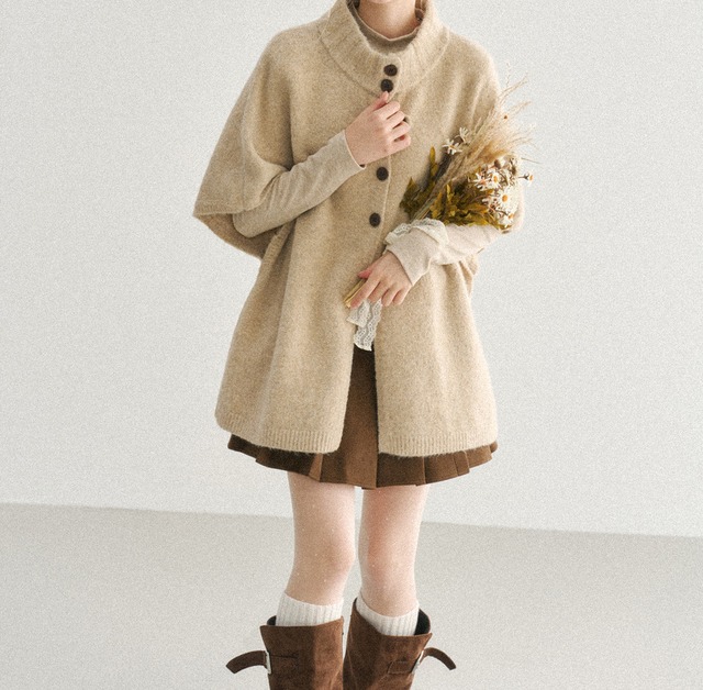 【M0252】Knit Cape Cardigan / 2color