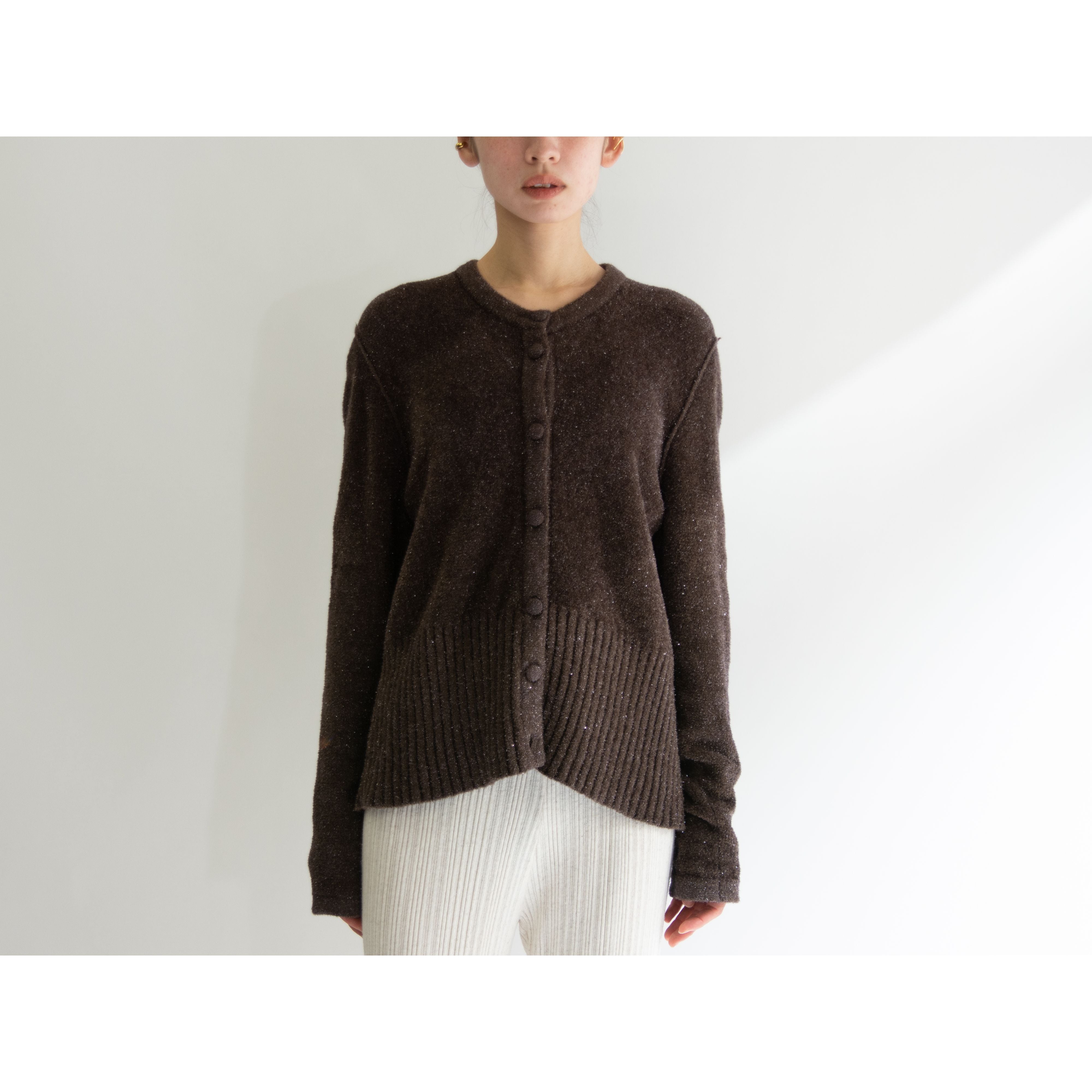 SONIA RYKIEL】Made in Italy Nylon-Rayon Glitter Knit Cardigan