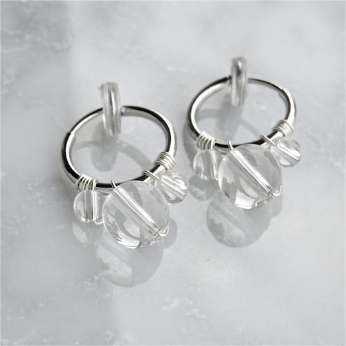 指原莉乃さん着用SV925SF*Crystal Quartz bubble wrapped pierced earrings / earring M