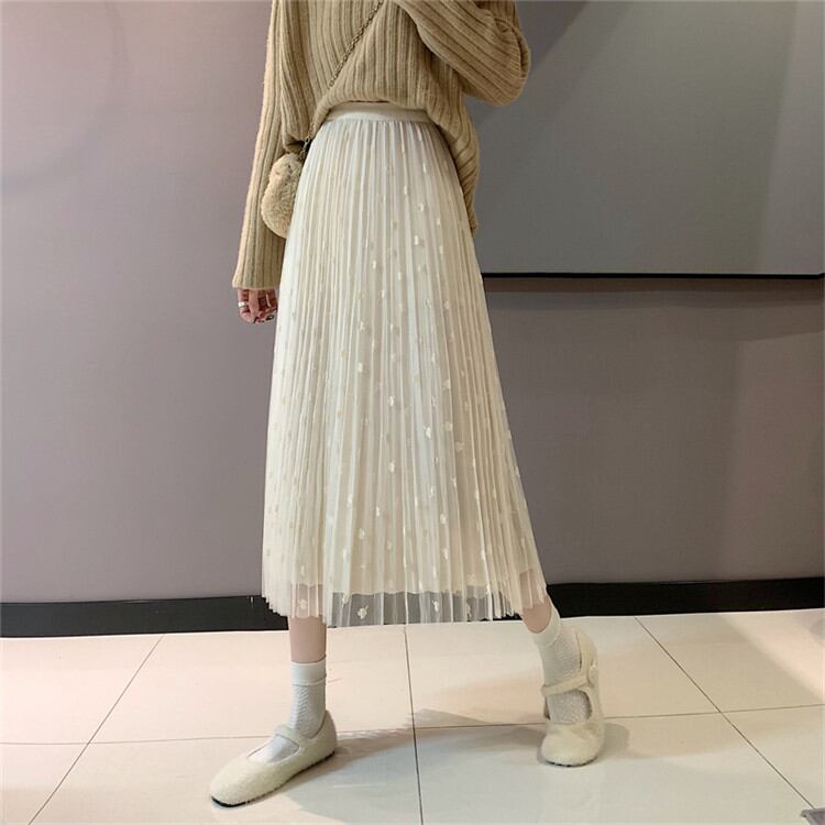 ロングセクション プリーツスカート レーヨン スカート ハイウエスト ロングスカート
