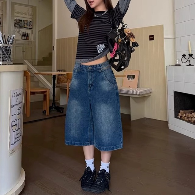 クロスウエストデザインクロップドデニムパンツ 1col   R01830