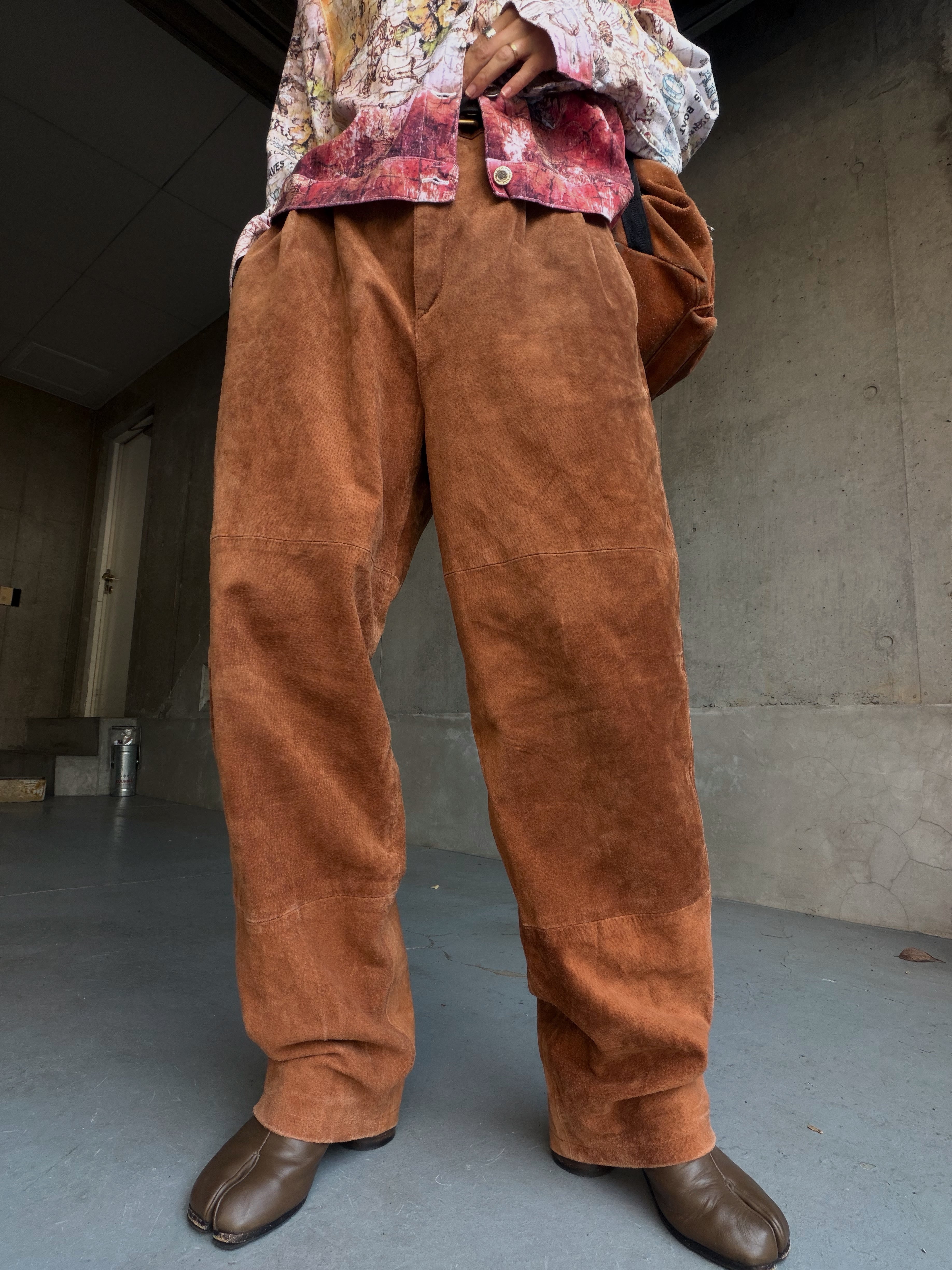 (PT954)Bloomingdale’s wide suede leather pants