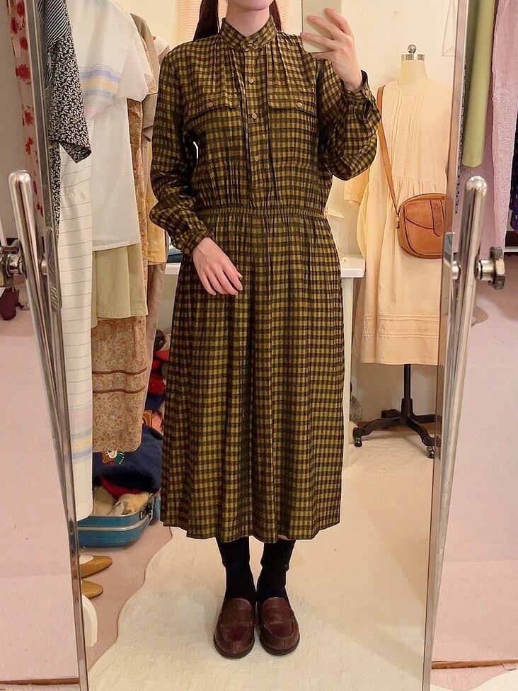 yellow black check one-piece