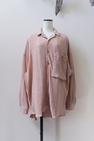 INTERPLAY pleats Open Collar Over Size Shirt/ pink