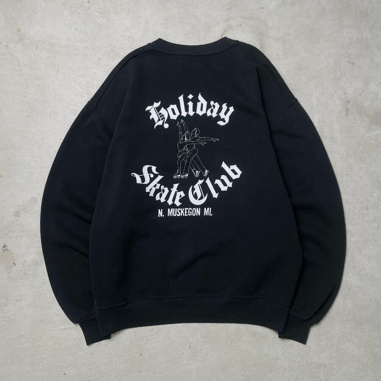 80-90s RUSSELL usa製 スウェットシャツ 3段ロゴ BLK XL 古着 90年代 ラッセル Russell ATHLETIC 3連プリント カレッジ