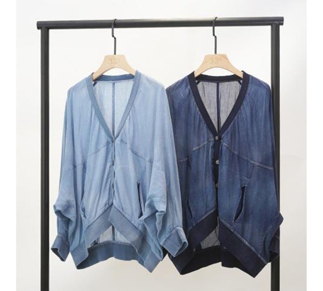 gz507310　シアデニムオリジナル釦Vカーデ