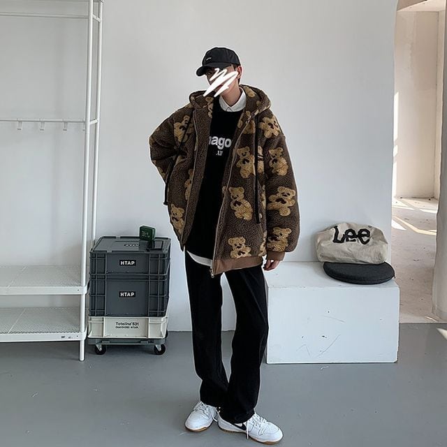 予約販売】ボアジャケット モコモコ アウター 防寒 ベア柄 クマ