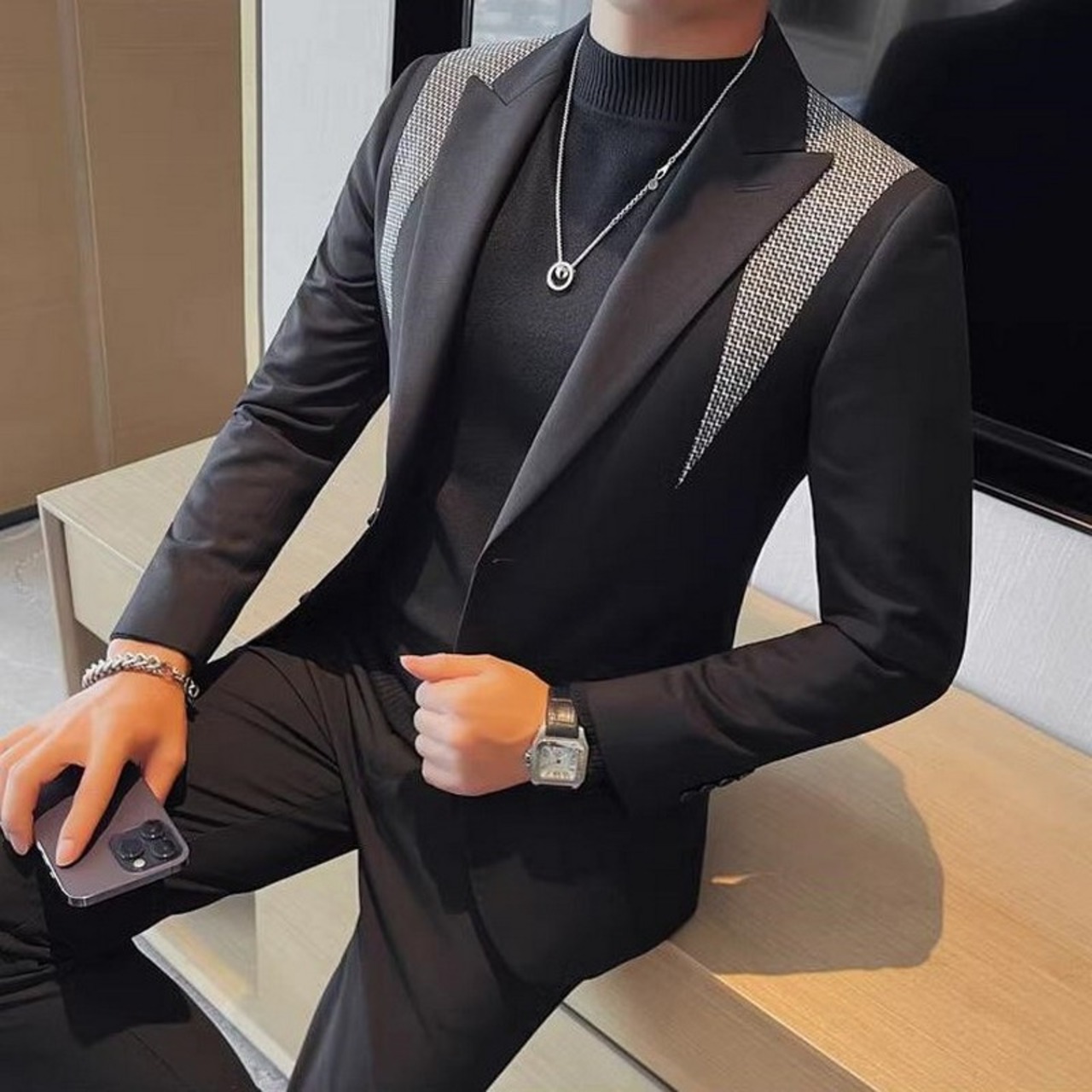 splicing suit jacket 00210