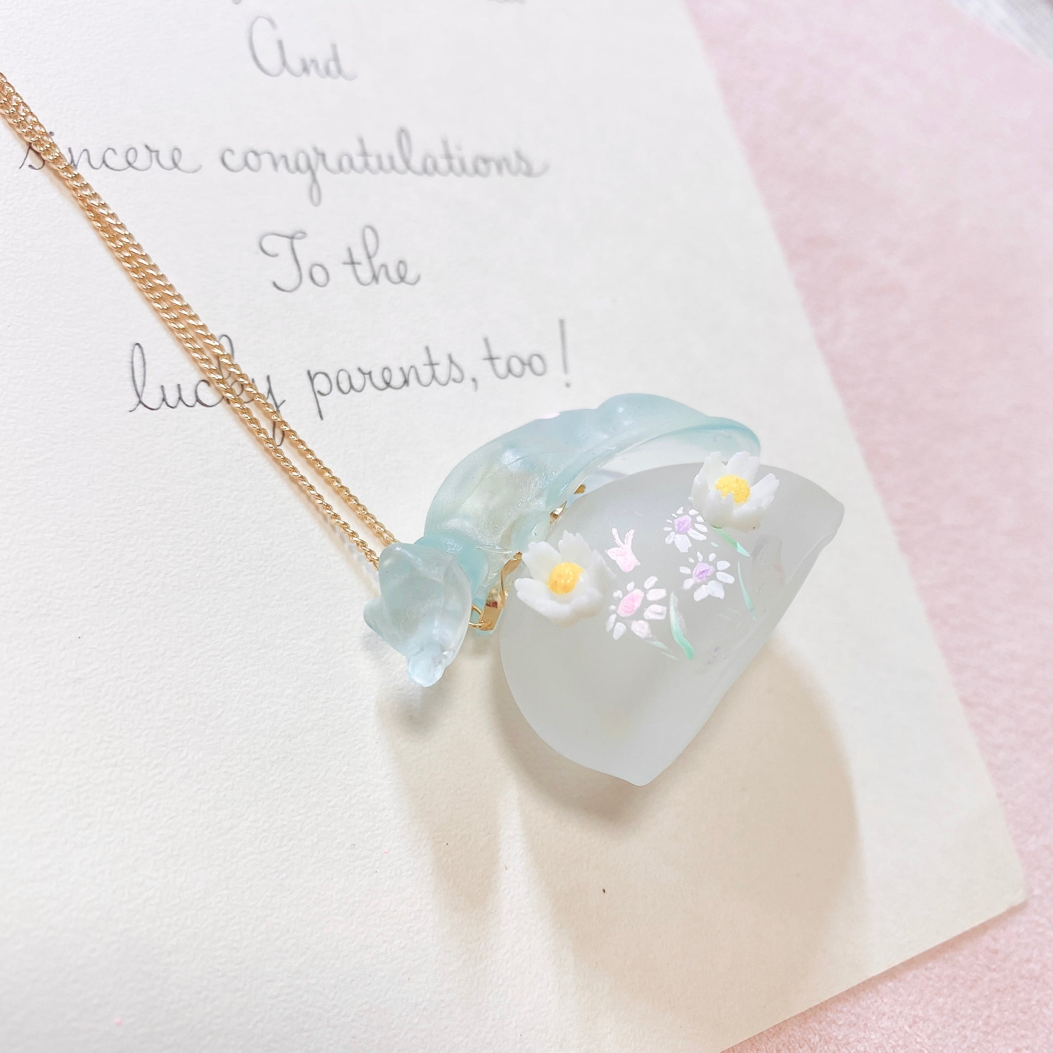(ブルーねこ)Hand painted perfume neckless ペイント香水瓶ネックレス