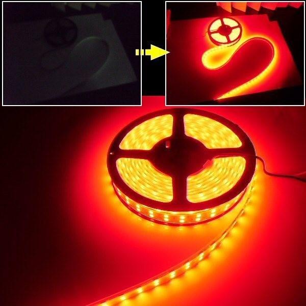 12v 5m巻き カバー付 LED テープライト 赤 レッド 防水/作業灯 普通車