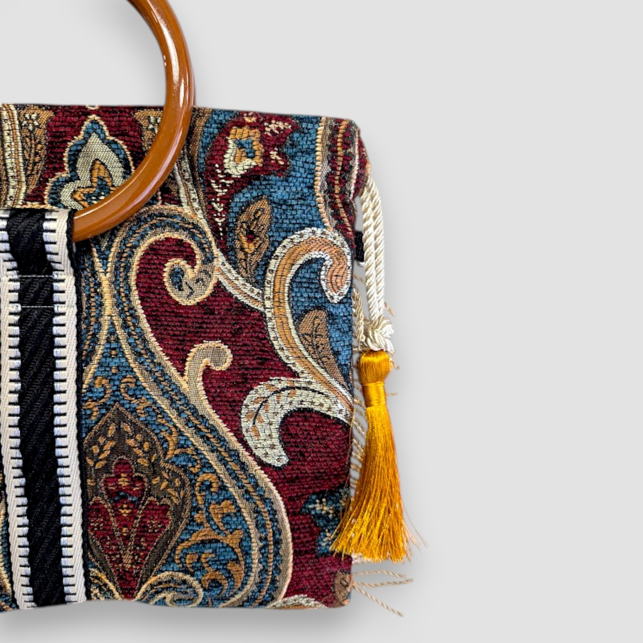 Graphic Form Ring Bag-BlackLine×GoldBrown