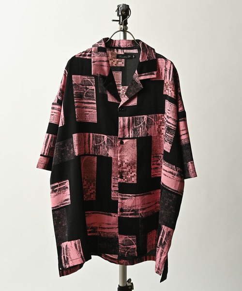 Revertical All-over print big silhouette open collar shirt (10) RV8960