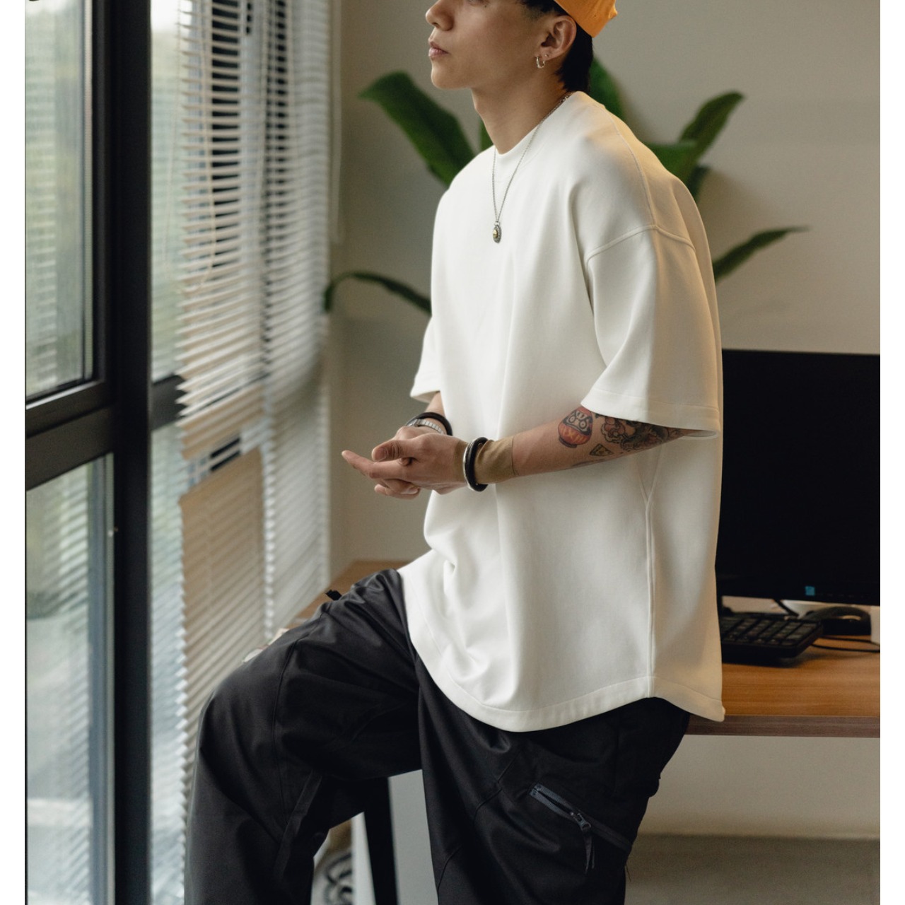 Drop shoulder crew neck t-shirt 0760 - 8