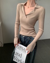 V-neck long sleeve slim inner Sweater T20132