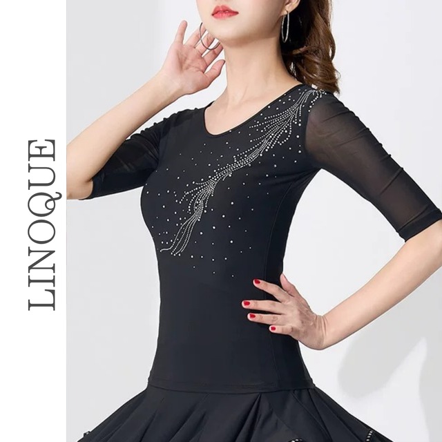 ラインストーンアクセントトップス 3color 【L00137】