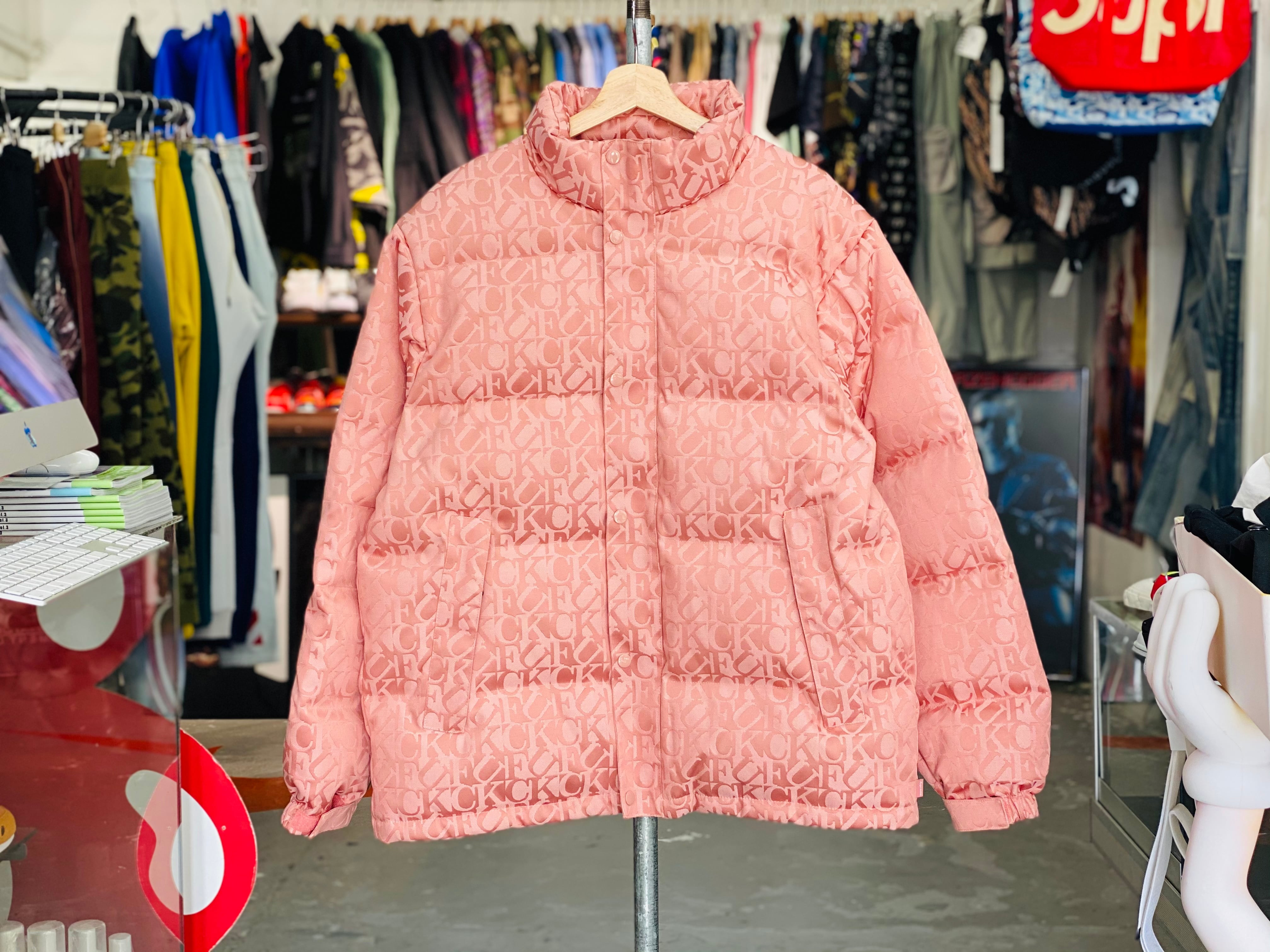 Supreme FUCK JACQUARD PUFFY JACKET LARGE PINK KC3675 | BRAND