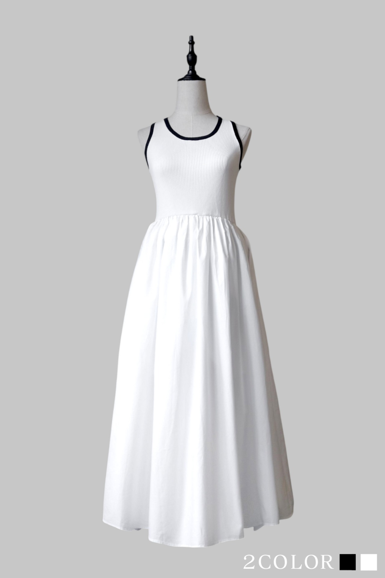 【全身長対応】Mixed Fabricsバイカラーdress