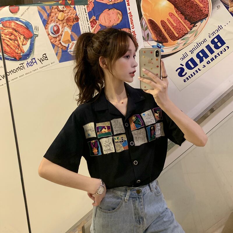 シャツ サマードレス ルーズスタンダードトップス レトロ 夏物 試着室21248357468