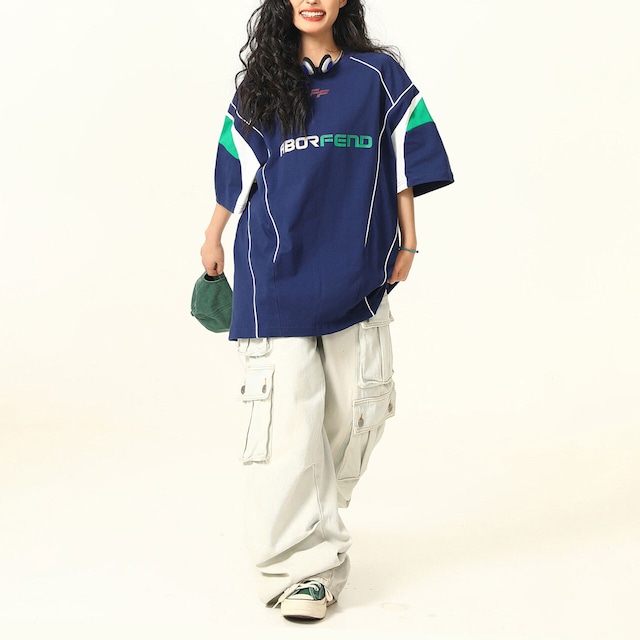 レーシングラインカラーブロックTシャツ 2col R02494
