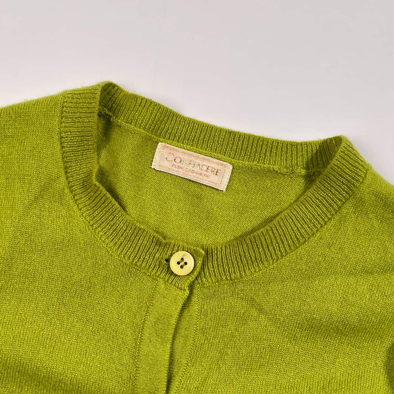 カシミヤ100% conpiacere コンピアチューレ ニット カーディガン L/グリーン レディース
