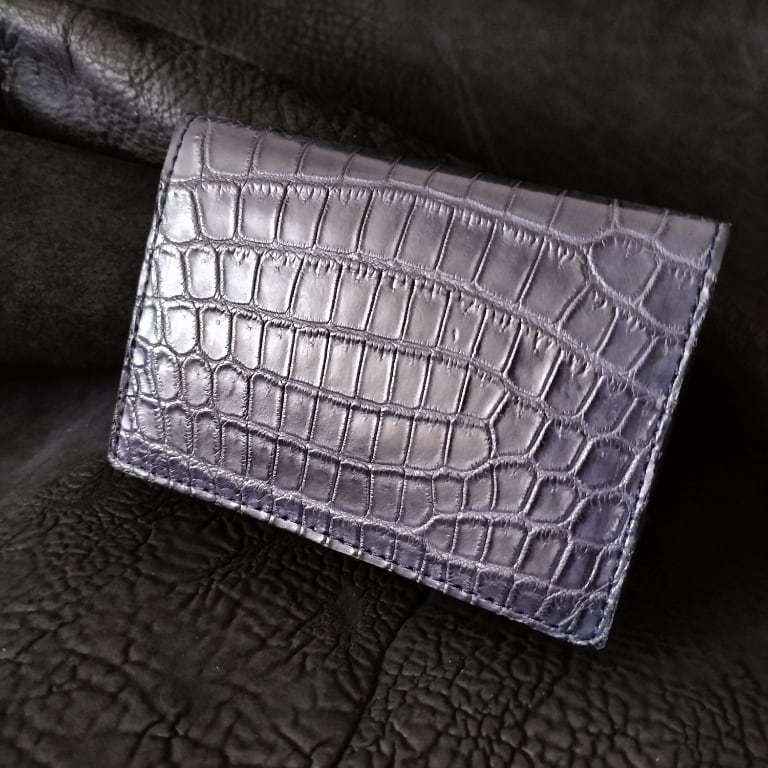 クロコダイル名刺入れ・ブルーグレー