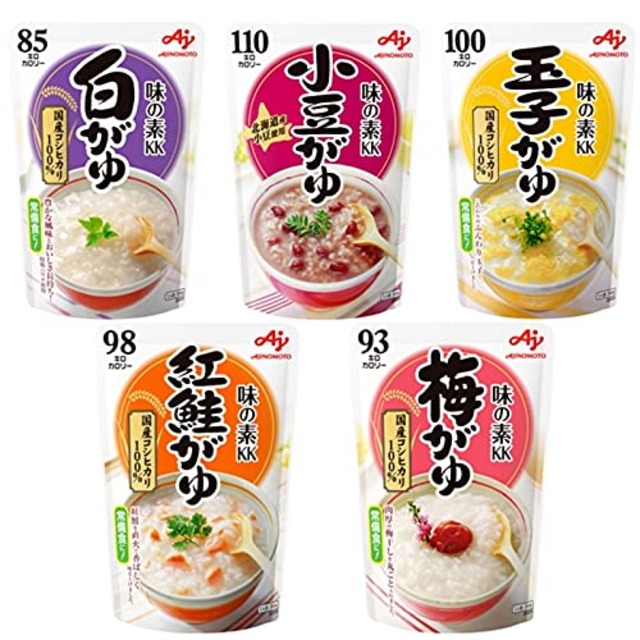 味の素KK おかゆ 白がゆ250g、玉子がゆ250g、小豆がゆ250g、梅がゆ250g、紅鮭がゆ250g 【5種アソート】 各1個セット