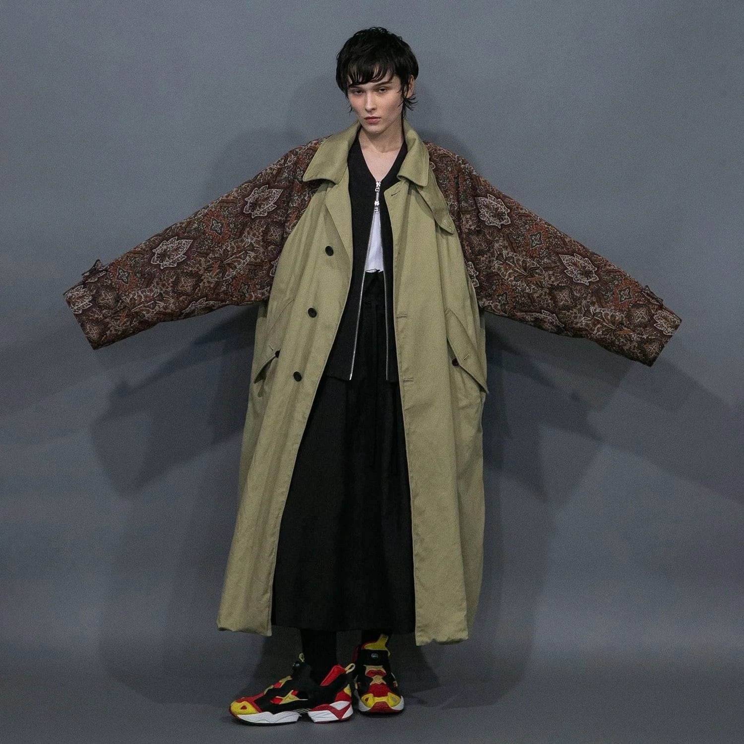 my beautiful landlet GOBELIN WEAVING × COTTON LINEN LONG COAT