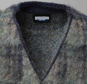 【25AW】MAISON SPECIAL メゾンスペシャル / 5G Plaid Pattern Shaggy Knit V-neck Cardigan