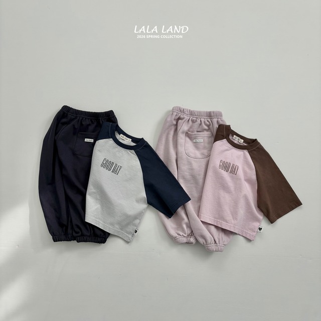 [即納L]≪LALALAND≫Good Day 7-Length Raglan T pink (kids)133