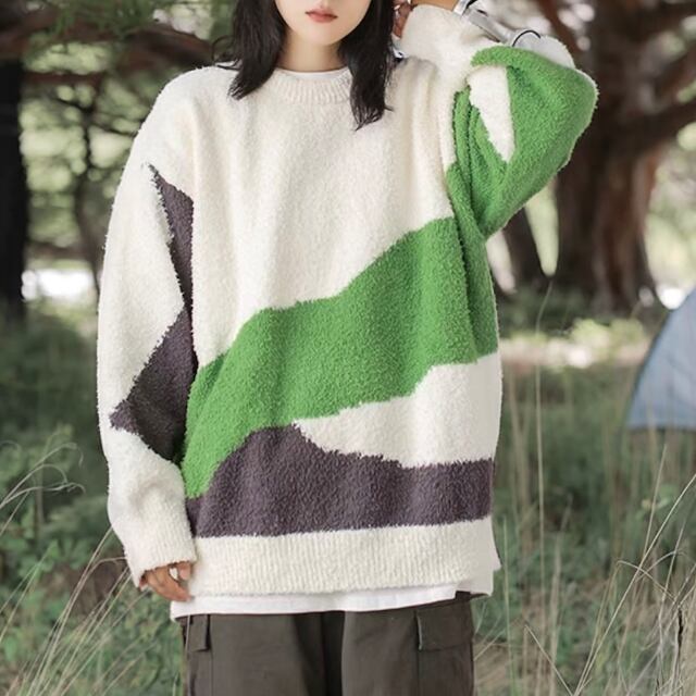 Round neck knit sweater -1col- A0044