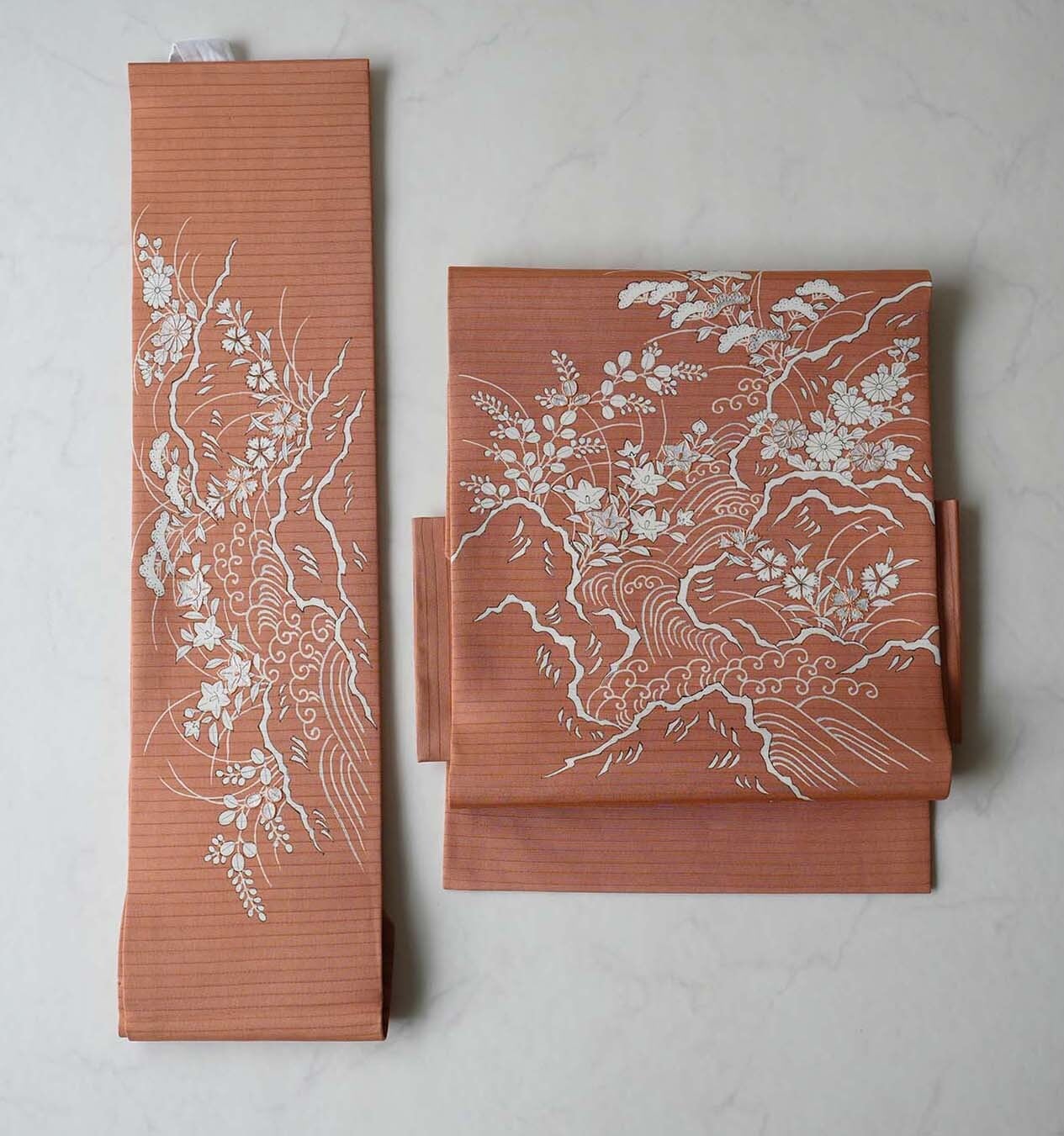 なごや帯】ぎをん齋藤 赤朽葉色 夏御所解 絽塩瀬なごや 作り帯 | 大山