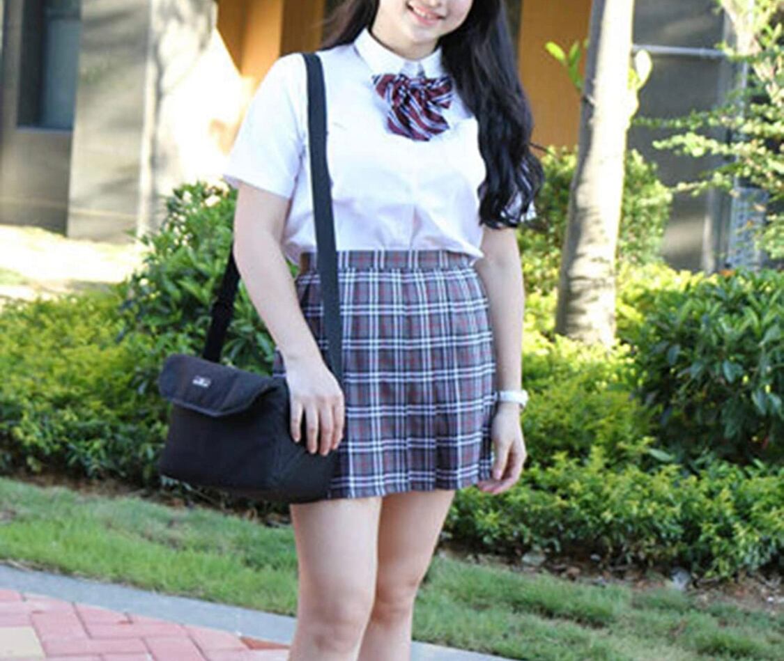 プリーツスカート/赤白チェック | Cachuum 韓国制服セレクト