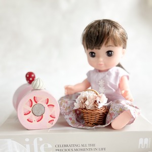 Doll teracottapink flower bascket
